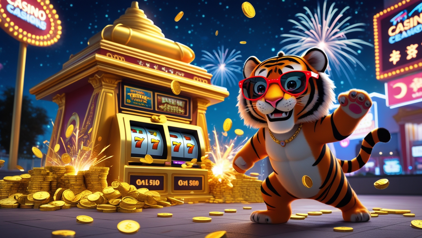 Tigre 777 Character with Casino Background